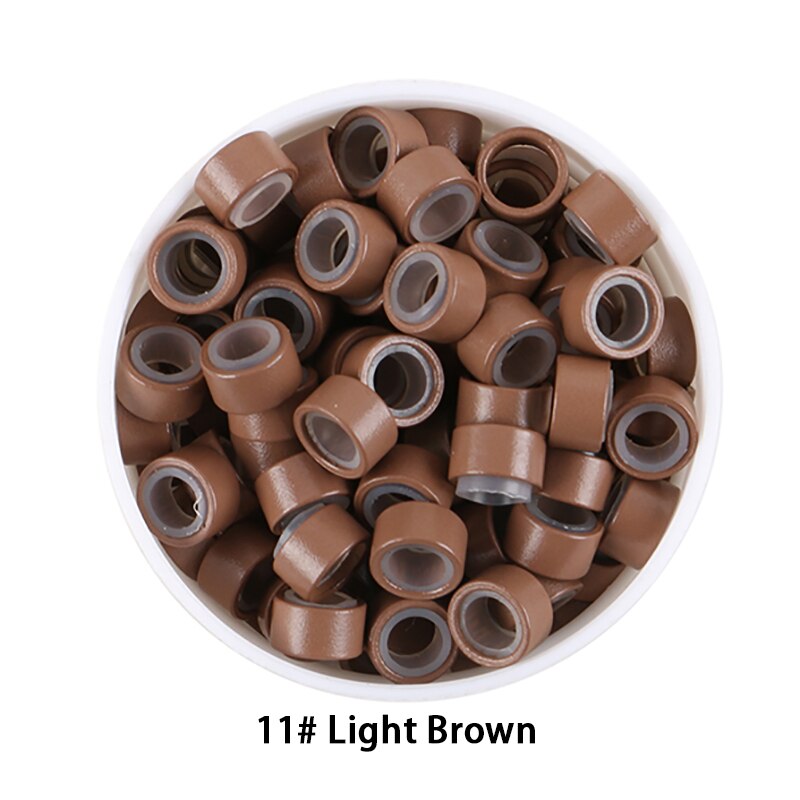 500 Pieces 5.5mm*3.5mm Micro Silicone Rings/Tubes/Beads 8 Colors Optional Hair Extensions Tools Bigger Size Micro Rings: 11 Light Brown