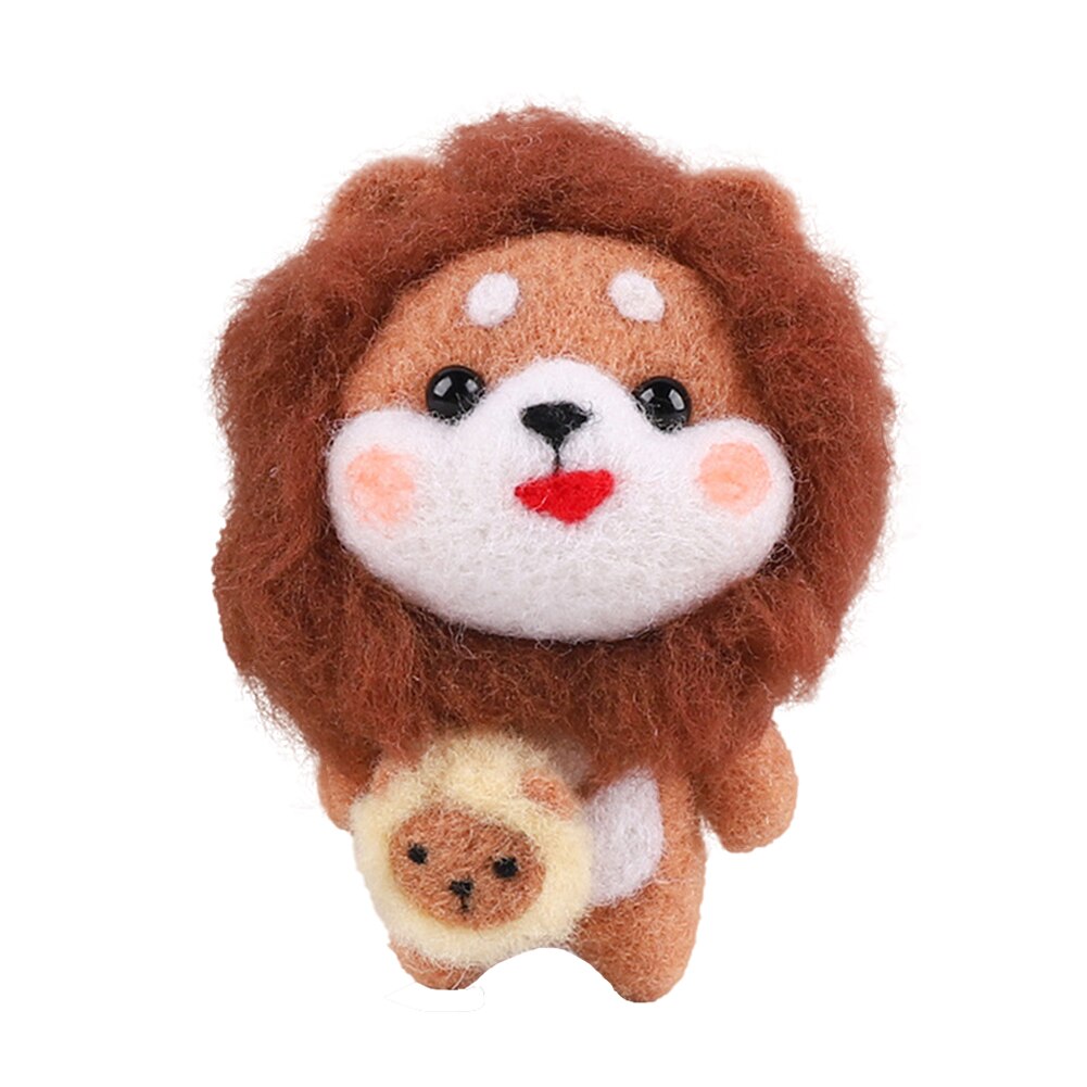 Paquete de fieltro artesanal, Kit de Material de aguja artesanal de fieltro de lana para muñeca de perro pokeed, juguete hecho a mano no terminado, traje artesanal de fieltro: Lion