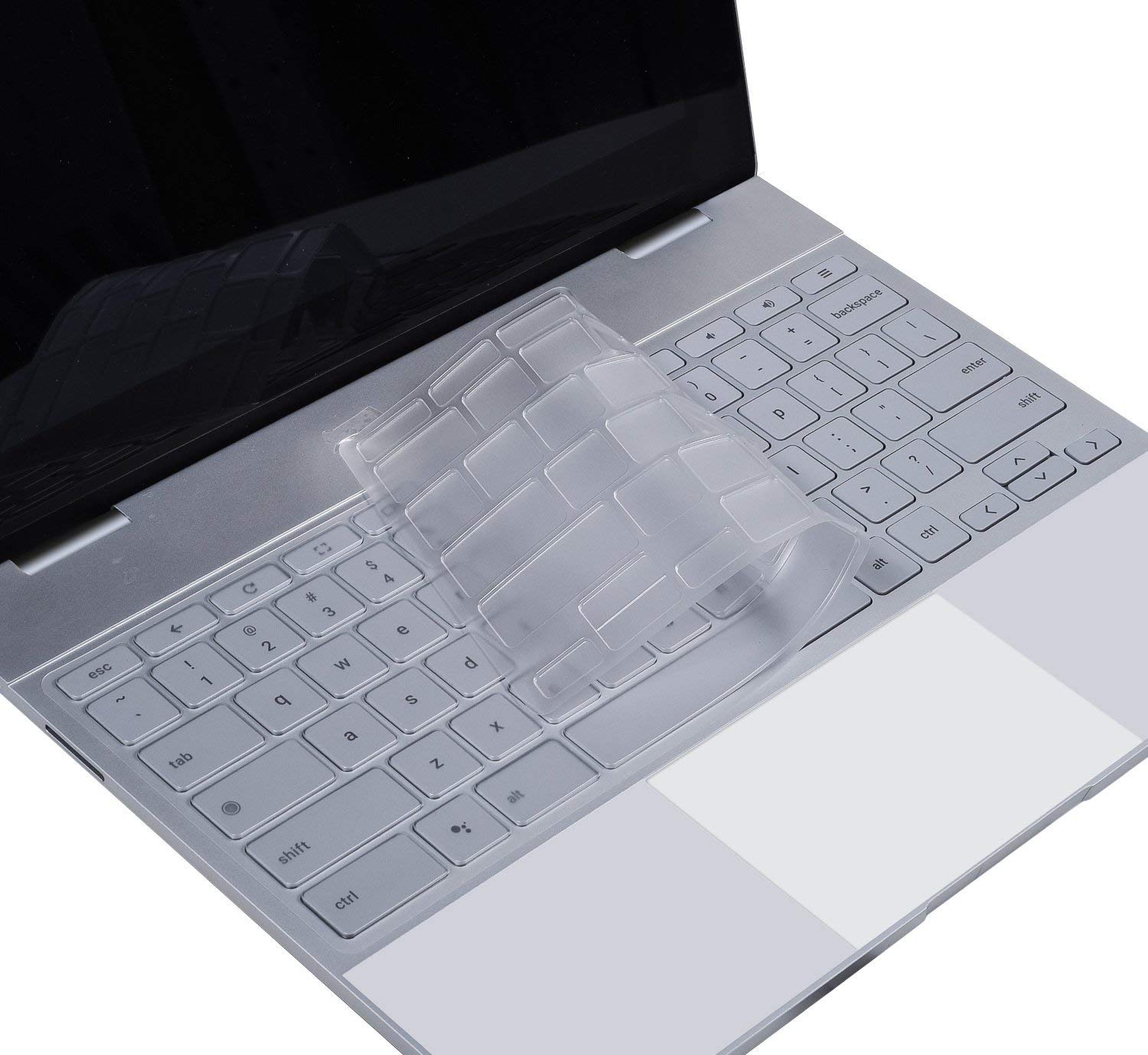 For 12.3" Google Pixelbook Chromebook Silicone Keyboard Cover Touch-Screen Chromebook Keyboard Skin US Layout: Clear