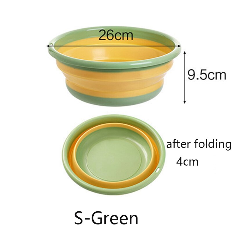 Portable Folding Washbasin Camping Travel Tourism Outdoor Foldable Bucket Basin Bathroom Wash Basin Household Laundry Tub Basin: Green S