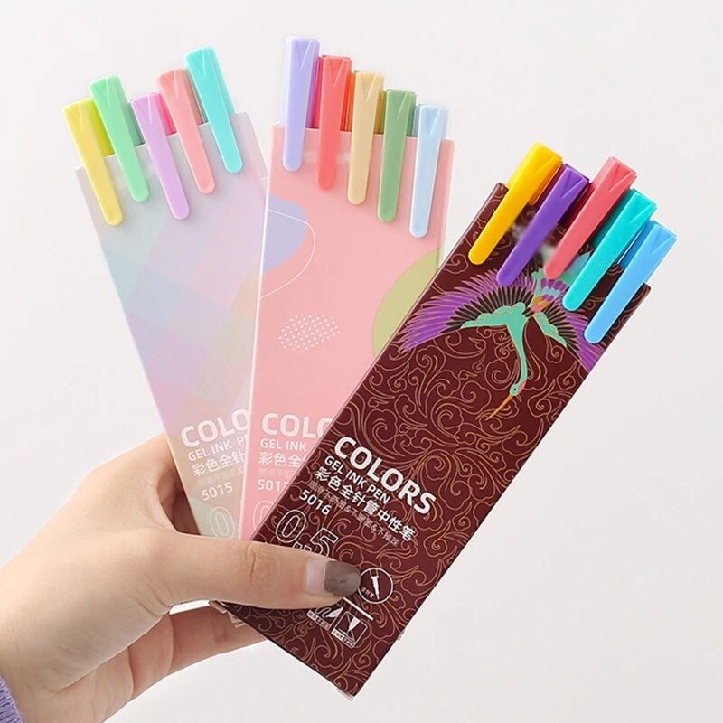 Juego de bolígrafos de Gel recargables para estudiantes, set de 5 unids/paquete de bolígrafos de tinta de Gel de colores de 0,5mm, para amantes de los álbumes de recortes, para profesores y niños