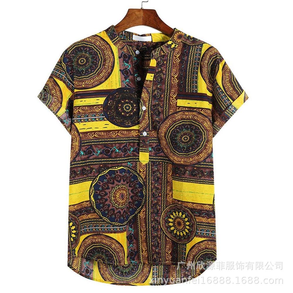 Men's Hawaiian Shirt Summer Beach Sleeve Top Male Casual camisa masculina Printed Loose Beach Shirts Plus Size 3XL