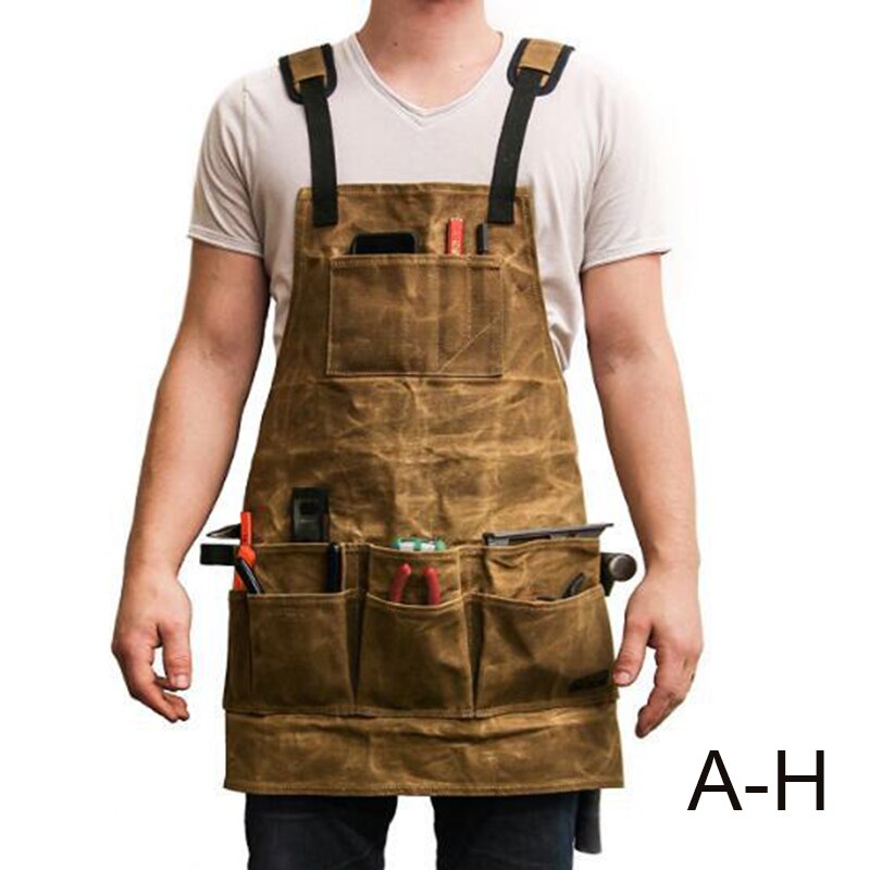 Neue Schürze Collector Leinwand Öl Wachs Tuch Mehrere Taschen Werkzeuge Lagerung Schürze Wasserdicht für BBQ Männer DSA: h khaki