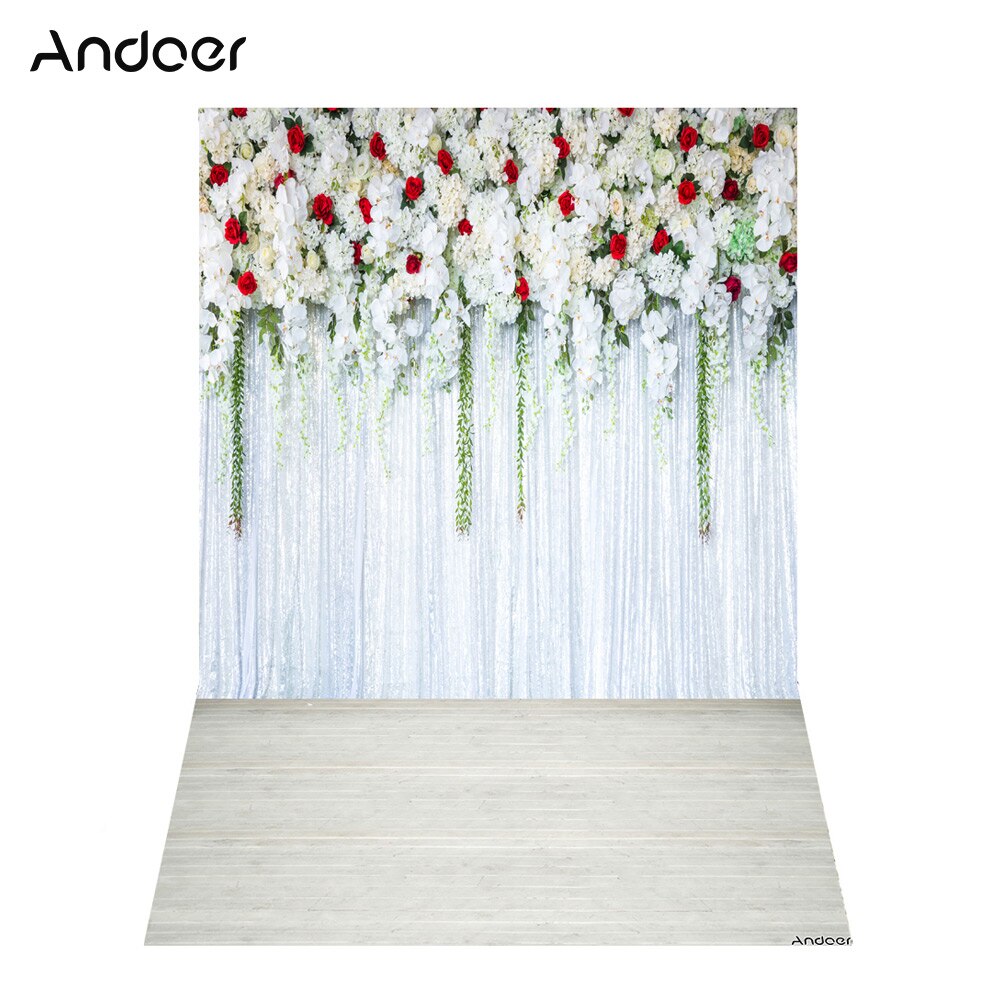 Andoer Photography Backdrop - 1.5x2.1m/5x7ft - Rose/Cherry/White Blooming Flower Wall - Digital Printed Polyester: Lavender