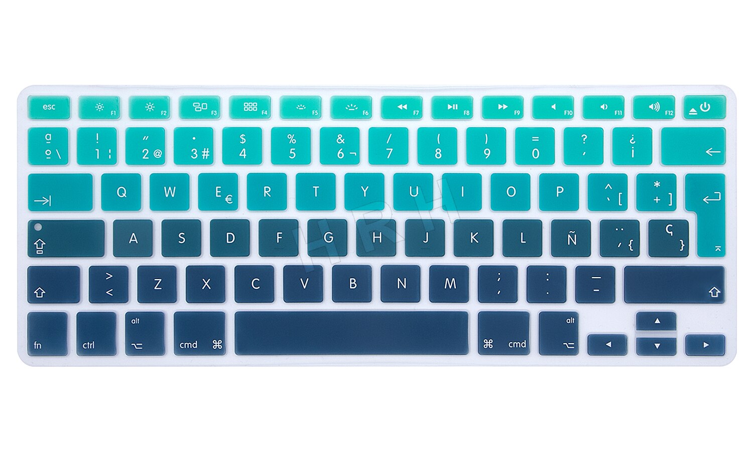 HRH UK/EU ESP Slim Spanish Gradient Rainbow Silicone Keyboard Cover Keypad Skin Protector For Macbook Air Pro Retina 13 15 17: Gradient Green