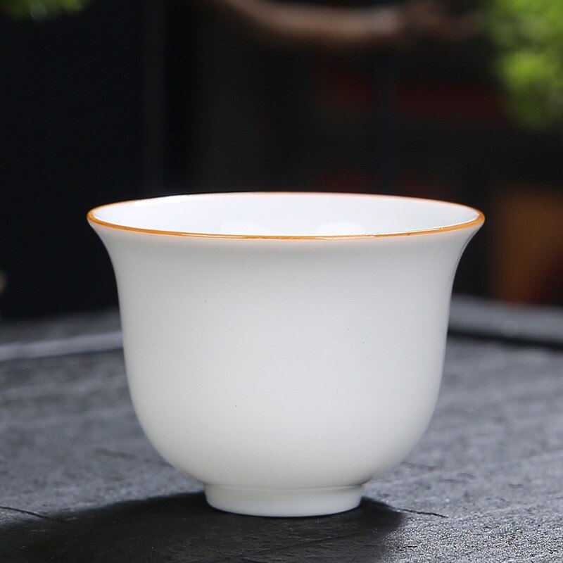 Taza de té de cerámica, juego de té de Kung Fu, taza de porcelana blanca, tazas de agua para el hogar y la Oficina: Pure white