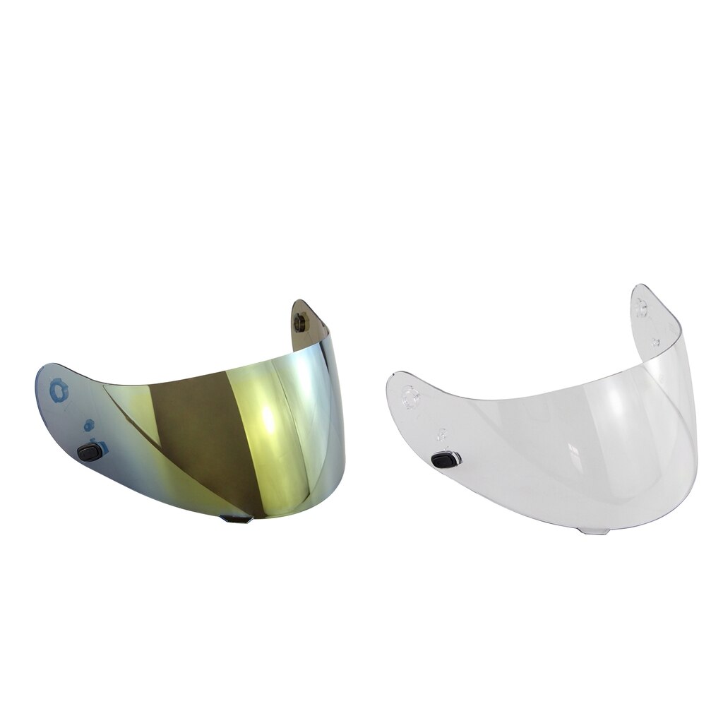 2pcs Motorcycle Helmet Visor Shield for HJC AC-12/CL-SP/CL-15/CL-16/FS-10/IS-16/CS-R1/CS-R2 Models (Clear+Gold)