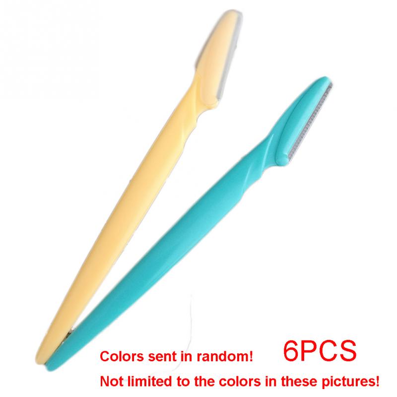 Kvinnor ansikte rakkniv ögonbrynstrimmers knivar rakapparat för smink kosmetika kit rostfritt stål skärverktyg 6 st/set