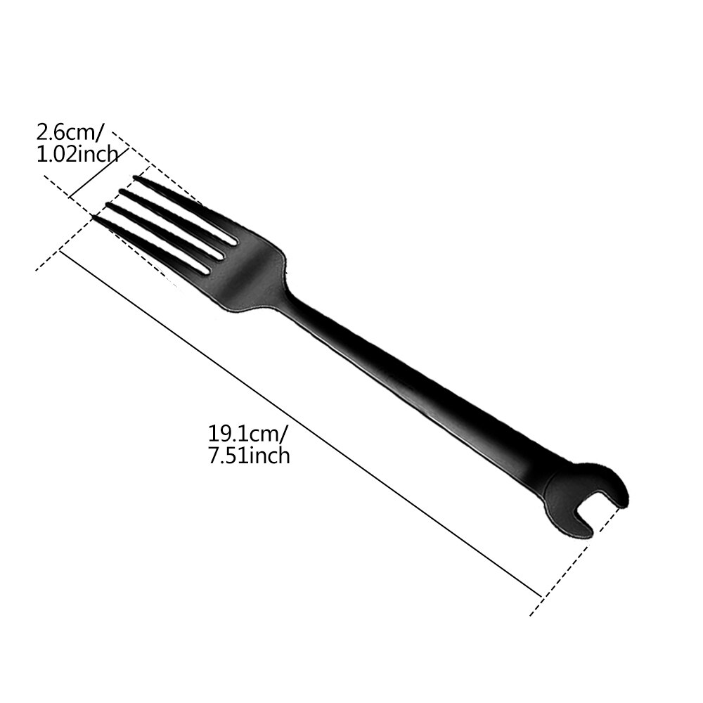 Stainless Steel Dinnerware Set Wrench Shape Fork Spoon Knife Tableware For Dinner Western Utensils Table Cutlery Set: Black Fork L