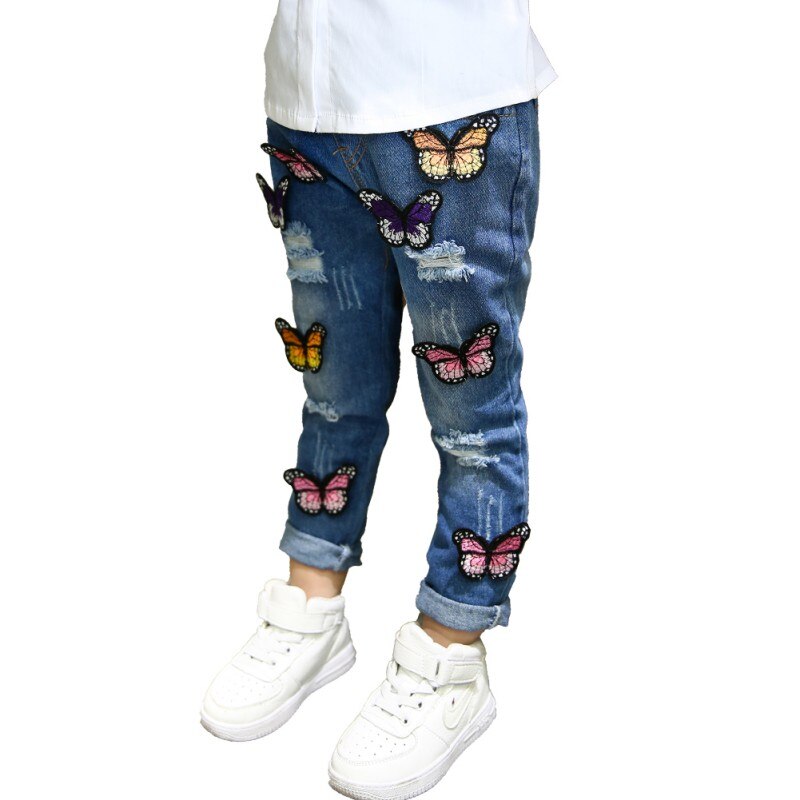 Vetement enfant jean fille pour fille trou papillon pantalon bébé Cowboy 3-7T pantalon enfant