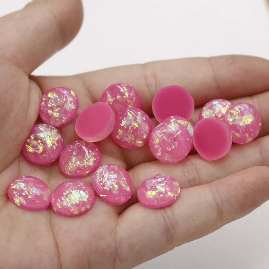 12 mm 50 stk flatback harpiks opal sten prikket runde rhinestones cabochons perler flad ryg harpiks til gør-det-selv øreringe/hårdekoration: 9