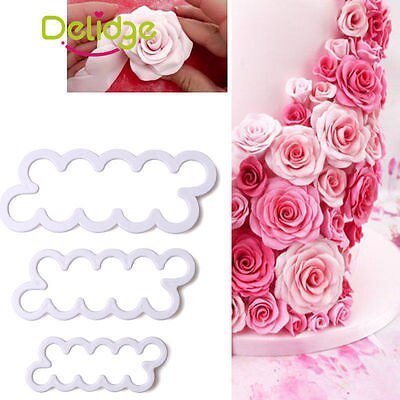 3d rosenudskærer blomsterform sugarcraft dekorationsværktøj fondant kage bagemaskine