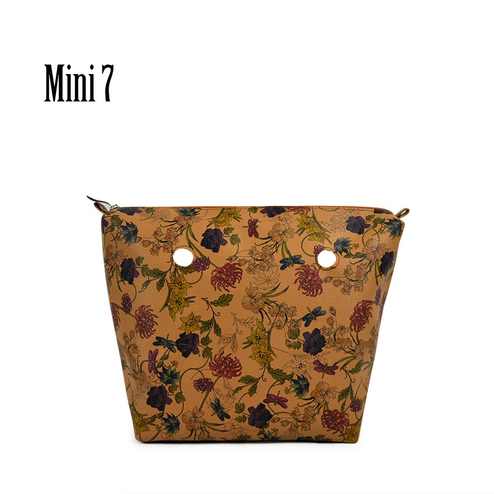 Inner Zipper Pocket Floral PU Leather Lining Waterproof Insert for Big Classic Mini Obag EVA O BAG Women Handbag: Mini 7