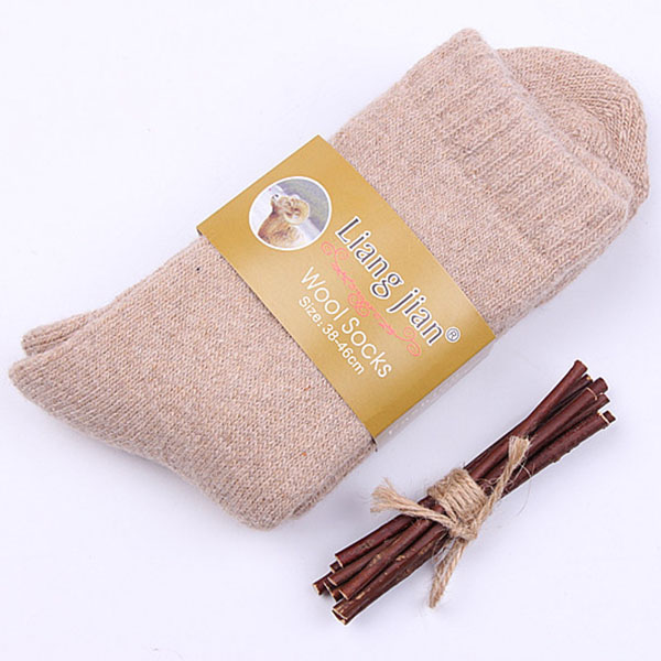 3 Pairs Men's Winter Socks Canada 30 Degrees Below Zero Resist Cold Wool Socks For Men Thicken Pile Socks Solid Color Warm Meias: C khaki