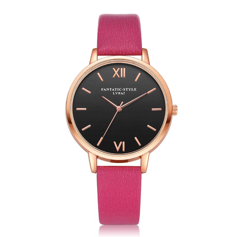 Ensemble de montres en cuir pour femmes, 5 pièces, montres à Quartz, simples, romaines, décontractées, , offre spéciale,: hot pink watch