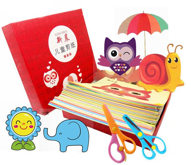 59Pcs Kids Cartoon Color Paper Folding Cutting & Stickers Toys Child Kingergarden Art Craft DIY Learning Education Toy ZXH