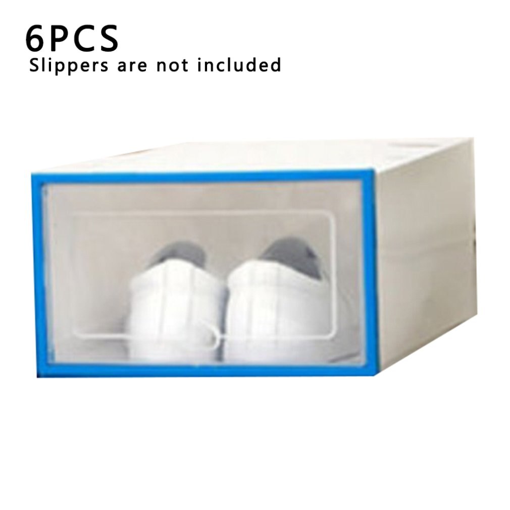Transparante Plastic Schoenendoos Schoen Opbergdoos Schoenendoos Flip Cover Lade Schoen Opslag Artefact Verdikking: Blue