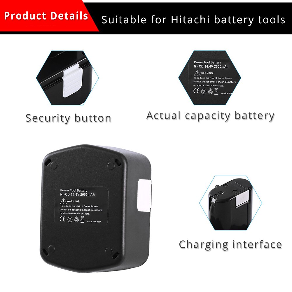Batterie de rechange EB1414S 14.4V 2.0 Ah ni-cd pour Hitachi outil électrique Batteria EB 1414S 319104 319933 EB1412S EB1420RS DH 14DL