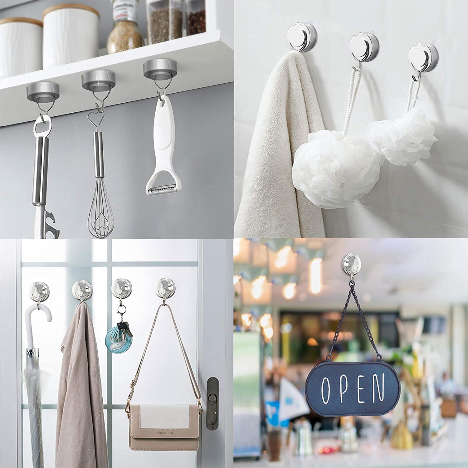 Gancho de ventosa Extra fuerte, gancho de succión de pared al vacío sin perforación, soporte de toalla de acero inoxidable para ventana de vidrio y baño
