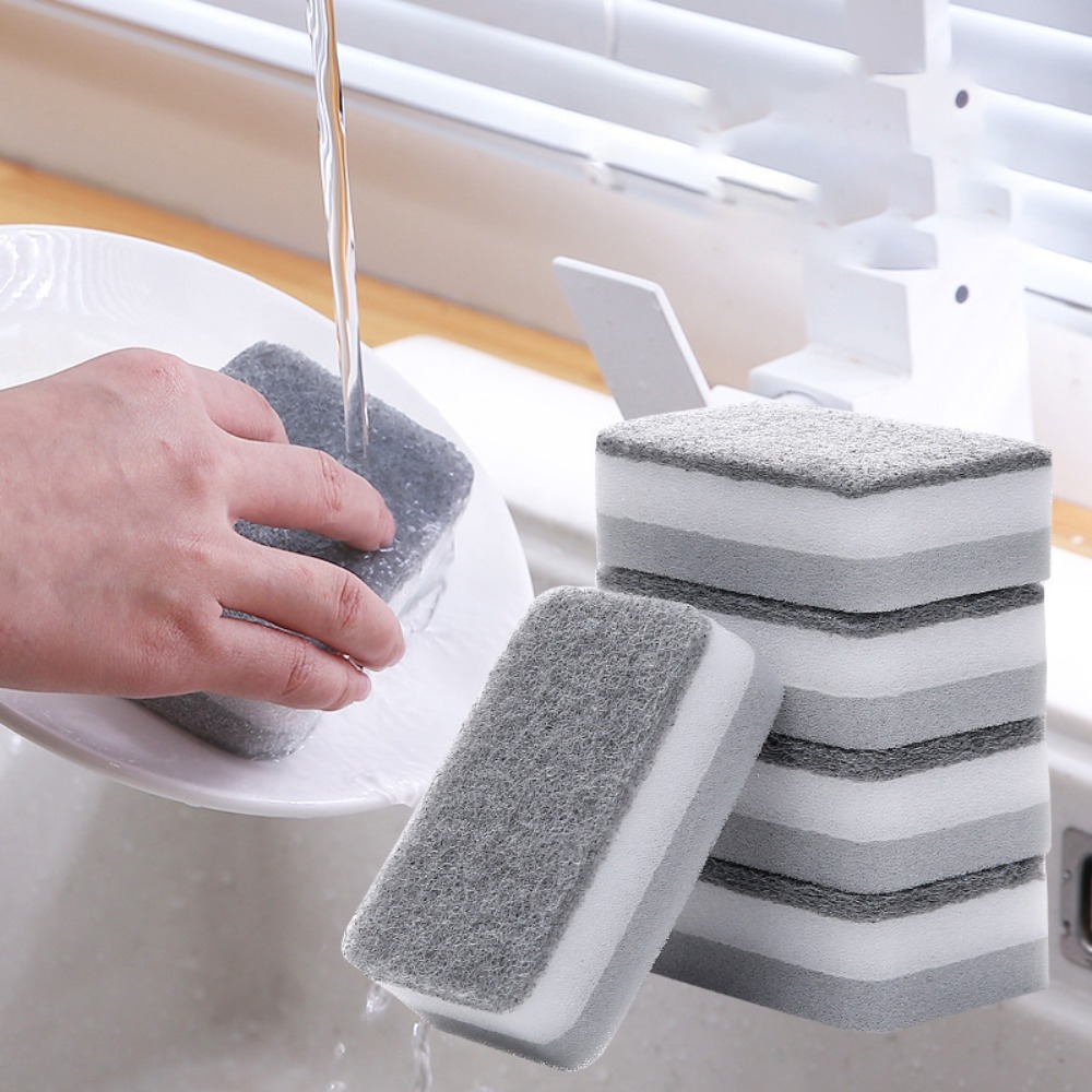 5PCS Double-Sided Cleaning Sponges Scouring Pads Soft Dish Cloth for Kitchen Bathroom Dishwashing Sponge Towels Household Tools