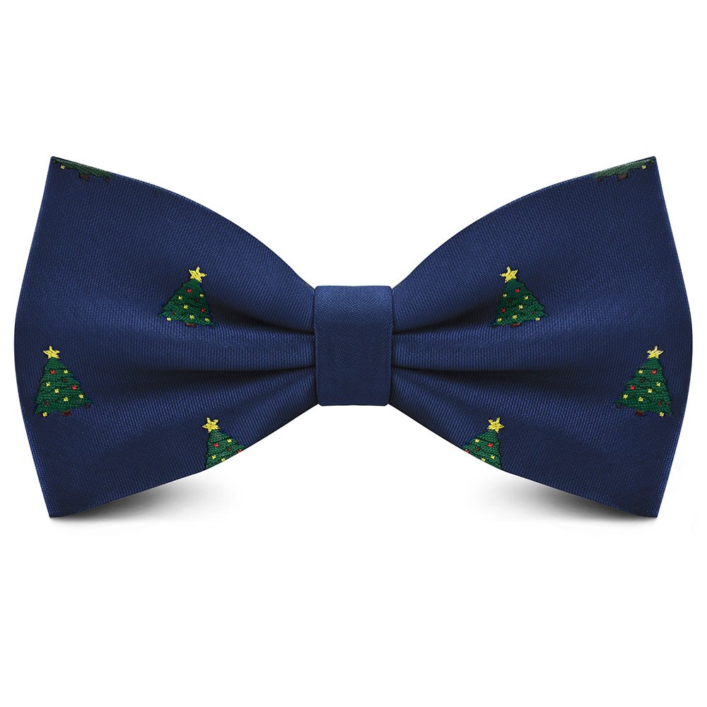 GUSLESON Double Fold Men's Christmas Bow ties Festival Theme Bowties Pre-Tied Neckwear Snow Tree Pattern Novelty Bow Tie: 16