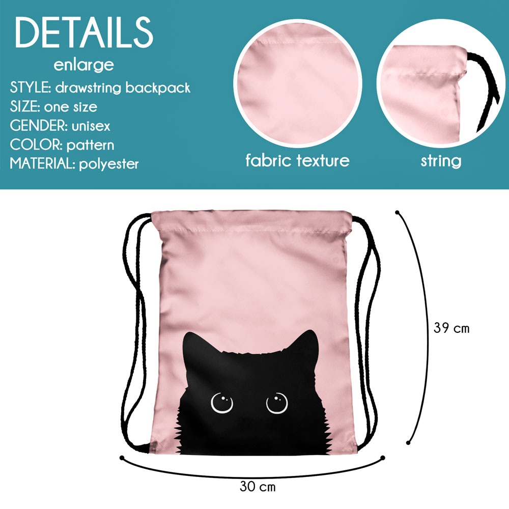 Who Cares Drawstring Bag Gym Pouch Bag Pink 3D Printing Cat Backpack Women Portable Shopping School Shoe Bag For Girl