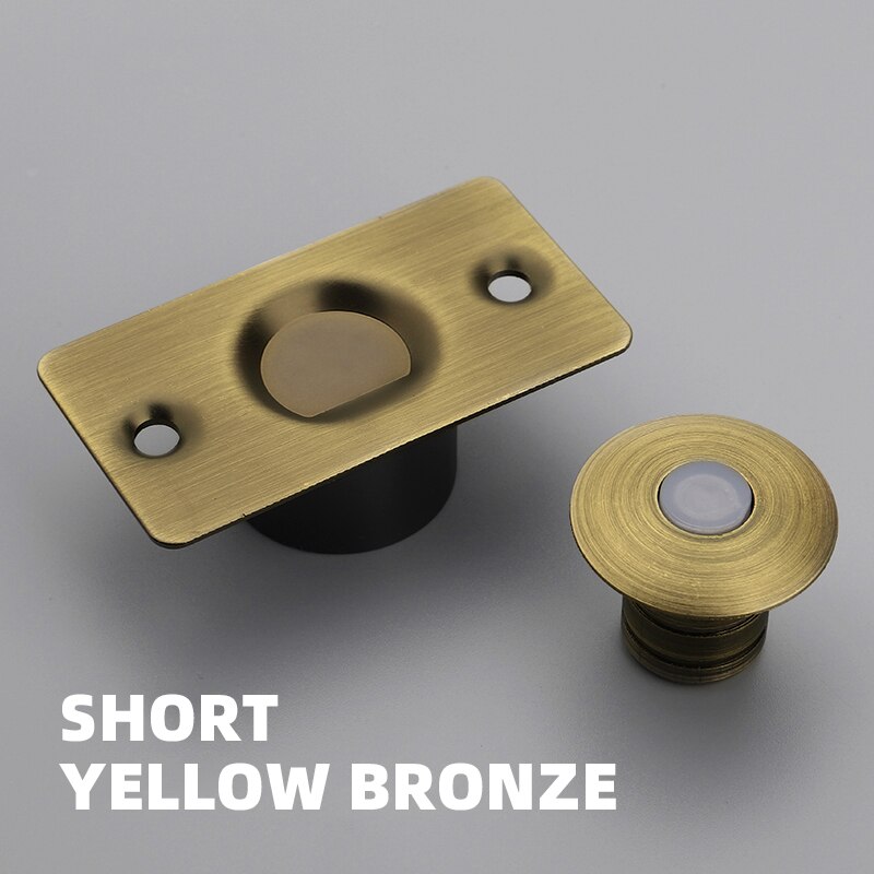 Betoci usynlig dørstopper messing kraftig stærk magnetisk dørstop skjuler dørstop hardware monteret på gulvet: Kort gul bronze