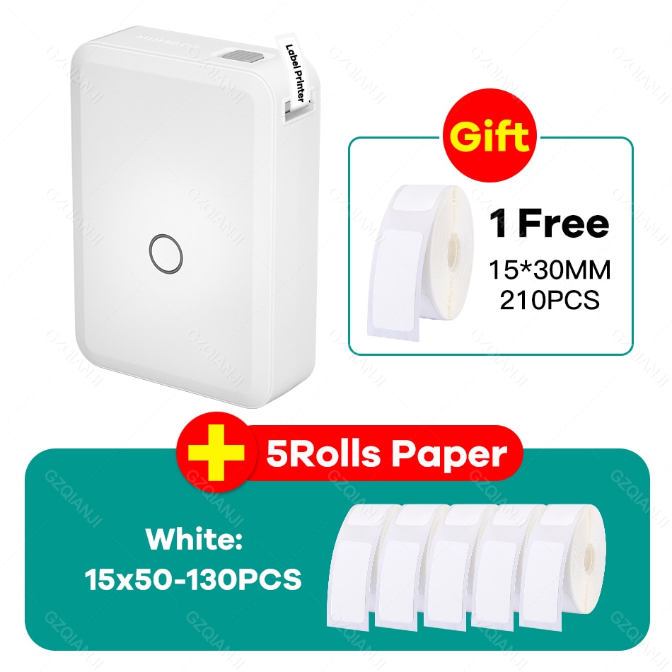 Niimbot D110 Paper Sticker Wireless Label Printer Pocket Handheld Printer Thermal Price Label Sticker Marker Home Office USE: Add 5 White Label