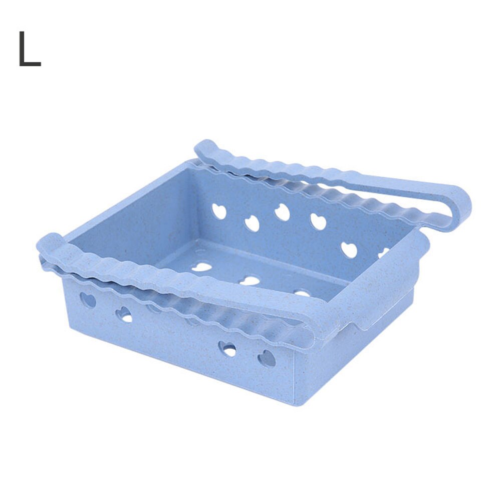 Adjustable Kitchen Refrigerator Storage Rack Kitchen Organizer Fridge Freezer Shelf Holder Drawer Organiser: blue