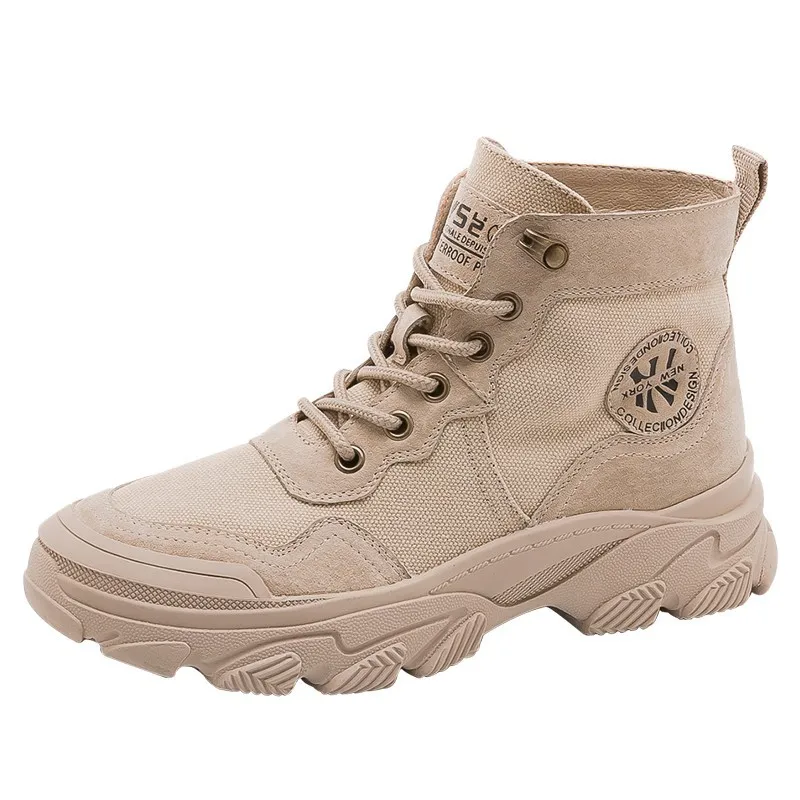 hoch oben Sport Stiefel Damen gehen Freizeitschuhe Frühling und Herbst britische Damen kurze Stiefel Wanderschuhe