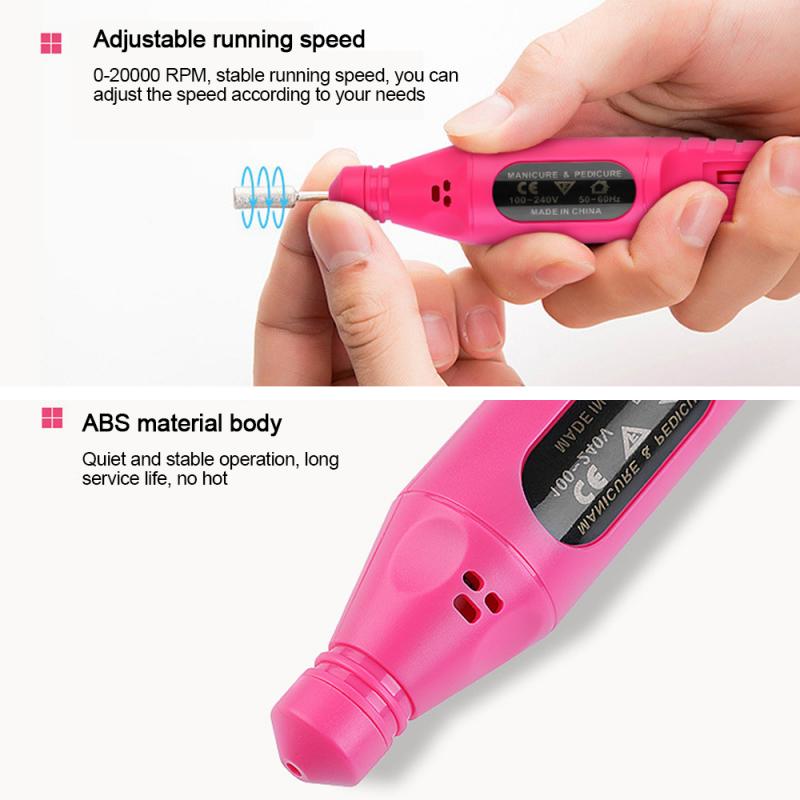 1 Uds. Taladro eléctrico para manicura, juego de manicura y pedicura con conector USB y conector europeo, Lima eléctrica para uñas, TSLM1