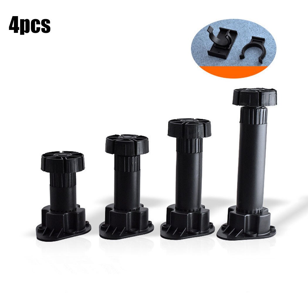 4 Pcs Adjustable Kitchen Cabinet Plinth Feet Furniture Plinth Legs 4 Clips Adjustable Furniture Feet PVC Coffee Cone Chair Feet