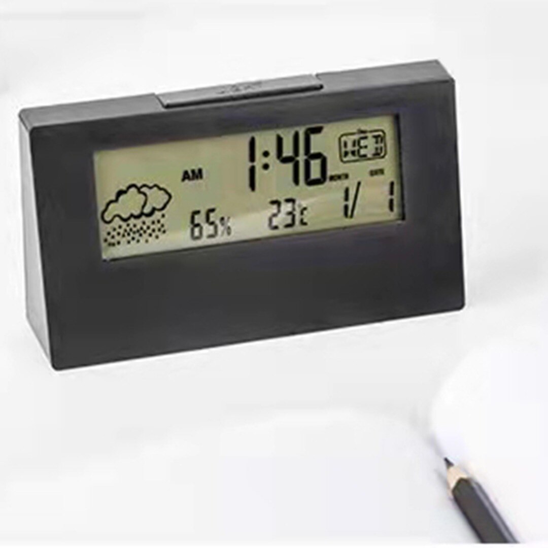 1Pc Lcd Digitale Wekker 2 In 1 Temperatuur Hygrometer Voor Thuis Weather Display/Snooze/Weekdate Display klok 2AAA Batterijen