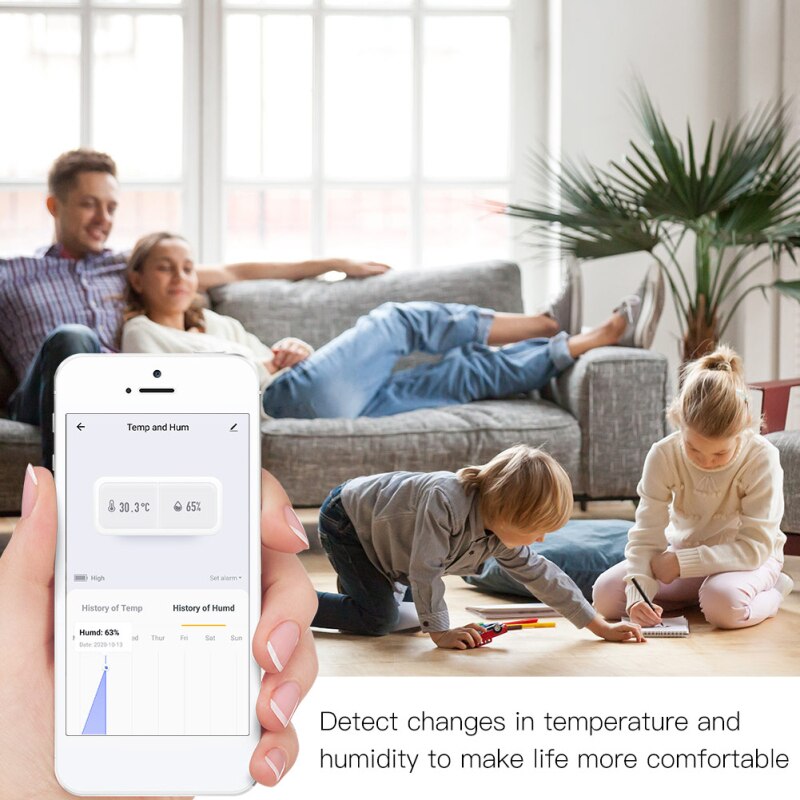 Tuya/SmartLife-Sensor de temperatura y humedad inteligente ZigBee, dispositivo que funciona con Zigbee Hub a través de Alexa y Google Home, de 1 a 5 uds.