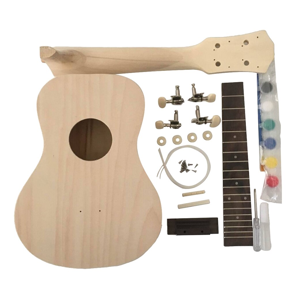 Ukulele hawaïen en bois fait à la main, 23 pouces, ensemble de bricolage, Instrument à cordes exquis avec touche en bois de rose, accessoires Uke