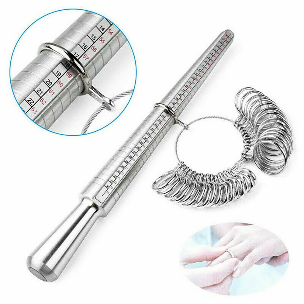 Rozmiar pierścienia trzpień Stick palec opaska pomiarowa Sizer pomiarowe narzędzie jubilerskie ze standardowymi zestawami kół opaska pomiarowa s