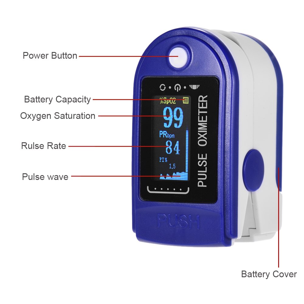Portable Pulse Oximeter TFT LCD Display Finger Oximetry Blue SPO2 Oxygen Measurement Blood Pressure Heart Rate Monitor