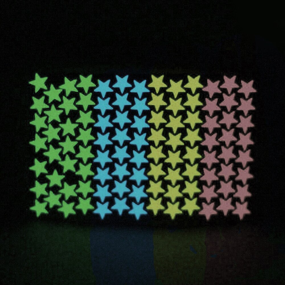 100 pcs/pack 3cm bricolage étoiles lumineuses autocollant mural maison chambre plafond décor décalque maternelle lueur autocollants enfants