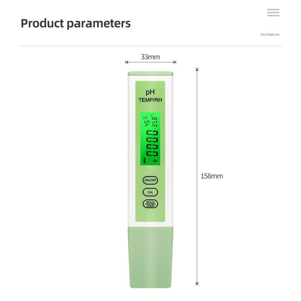 Bluetooth-compatible PH Meter 3 in 1 PH /Temperature / Humidity Online Monitoring Temp/RH BT Digital PH Water Tester