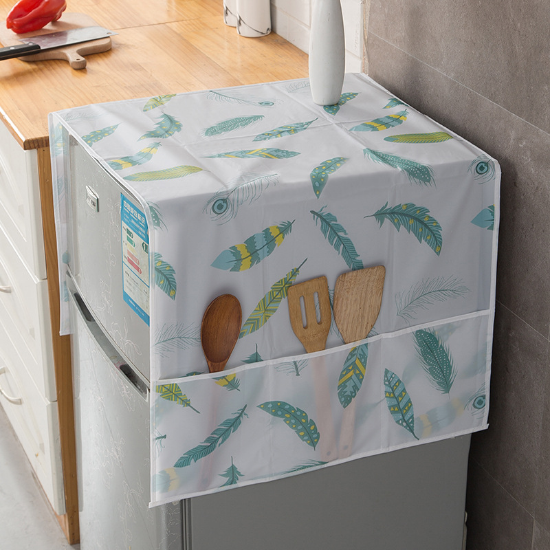 Kühlschrank Staub Abdeckung Tuch Schrank Wasserdicht Staub Abdeckung Blumen- Gedruckt Mit Lagerung Taschen Multi-Funktion Kühlschrank oben Tuch: Orange