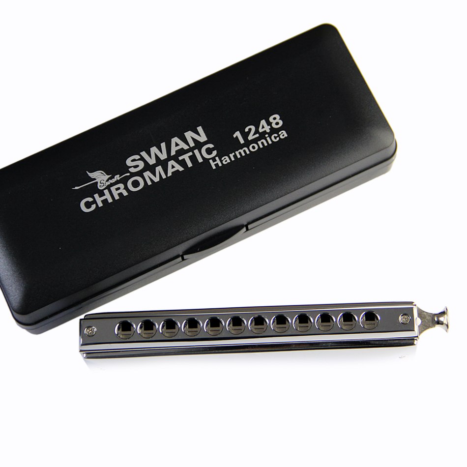 Swan Chromatic Harmonica Mouth Organ 12 Holes with 48 Tone Key of C Reed Swan