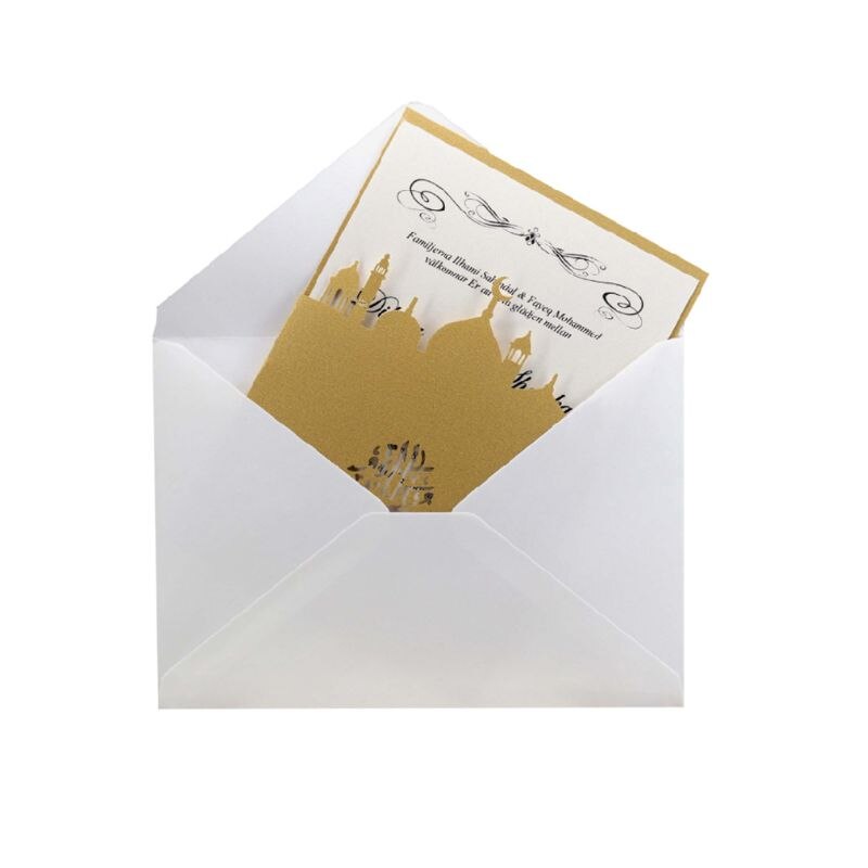 10 Set Cut Church Eid Mubarak Wedding Party Invitation Cards Inner Envelope Ramadan Muslim Greeting Card