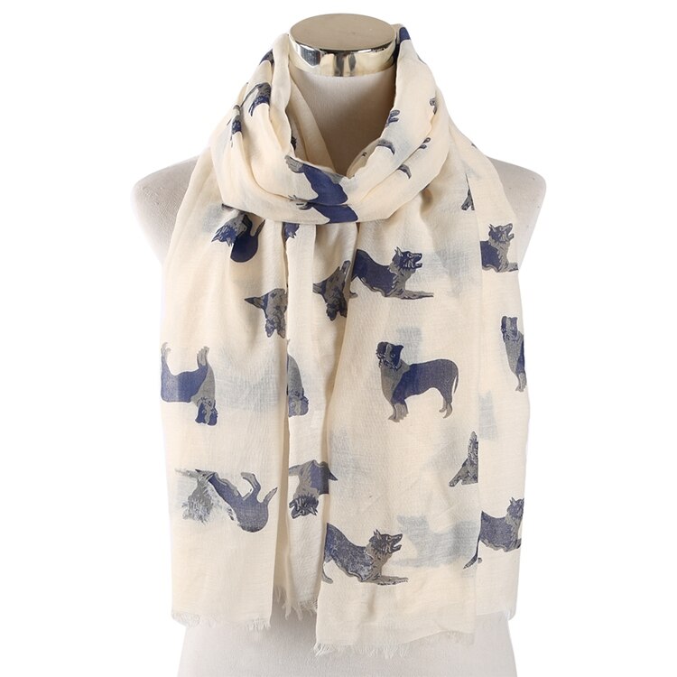 FOXMOTHER Grey Pink German Shepherd Dog Scarf For Dog Lover For Women Scarves Dog Woman: Beige