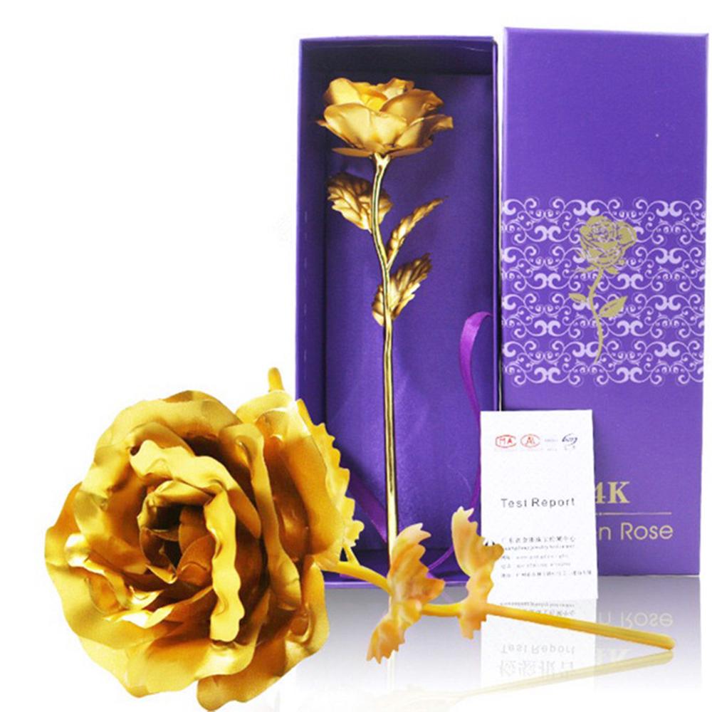 24K Gold Foil Rose Gold Rose Valentine's Day Wedding Anniversary Gold Foil Box Giveaway Small: Gold ordinary