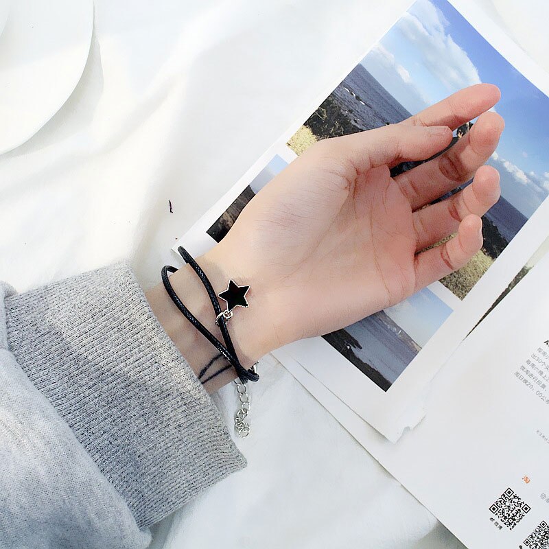 Jewelry Small Five-pointed Star Female Bracelet Harajuku Retro Sweet Velvet Ribbon Lace Multi-layer Bracelet SZ8: Shown 4