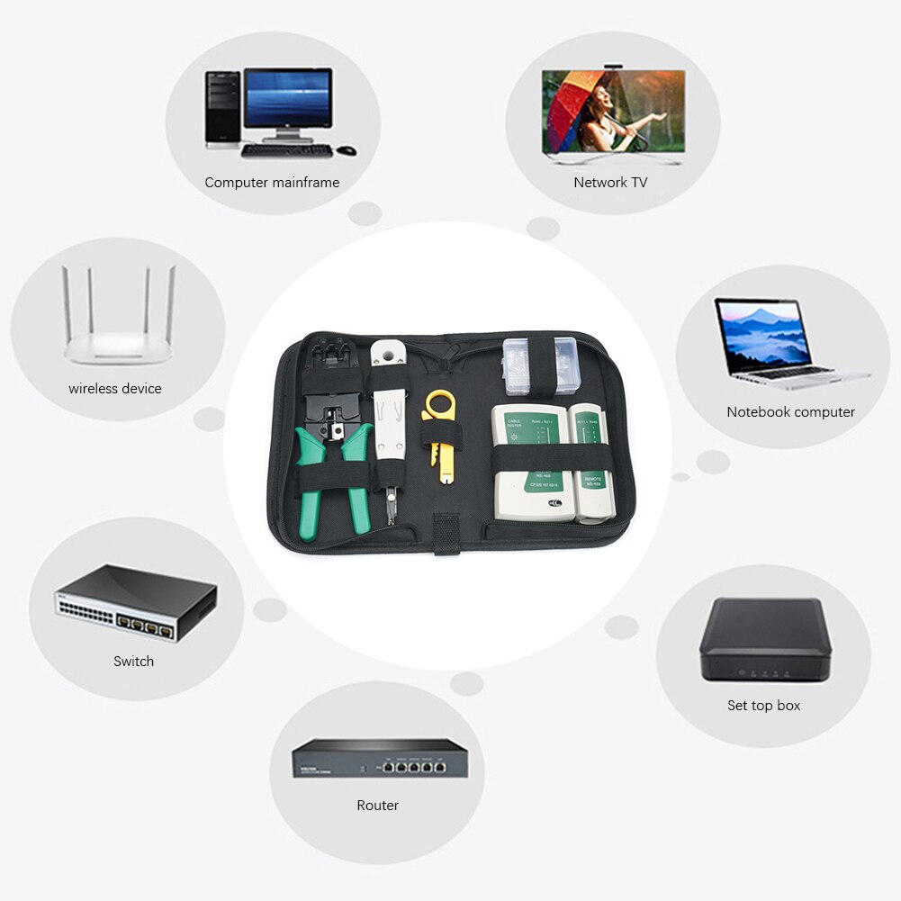 8Pcs Crimper Crimping Tool Punch Down RJ11 RJ45 RJ12 Cable Tester Plier Plug Clamp LAN Network Repair Tool