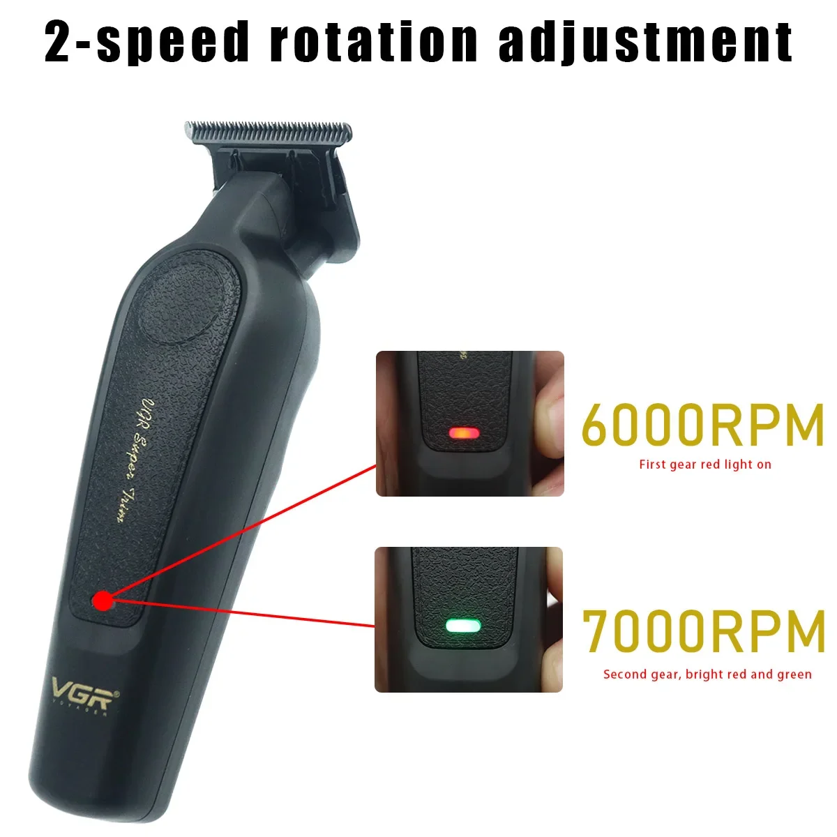 VGR V-995 tondeuse à cheveux professionnelle pour hommes DLC t-blade à faible bruit lame en céramique sans fil tête d'huile tondeuse à cheveux Machine de finition