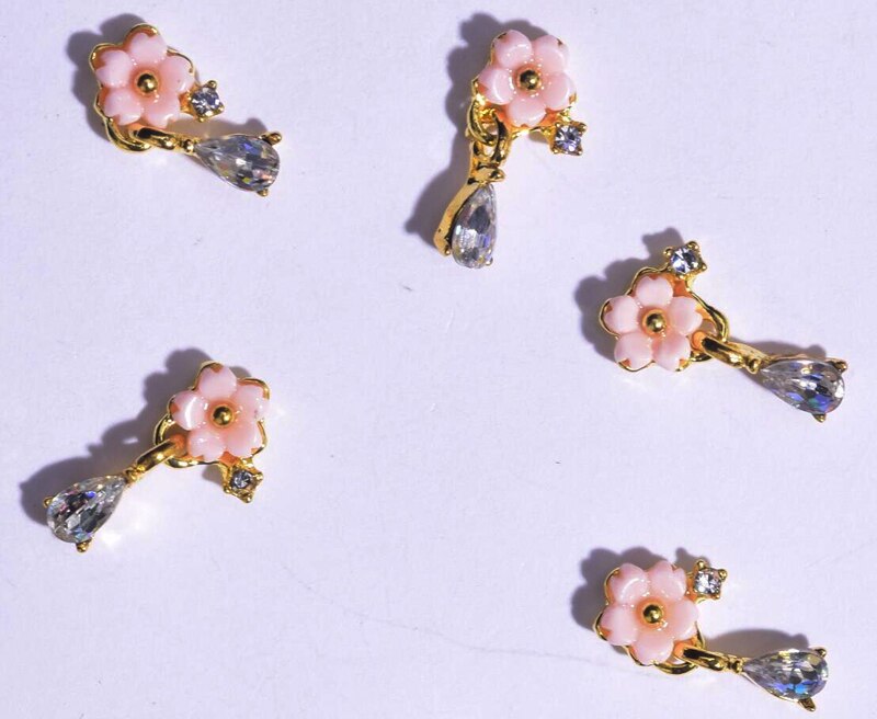 10-16mm 10pcs Zircon Nail Charms Pierced Fingernail Jewelry 14 Styles of Charms Pearl L-Long Reusable nail nail charms: JE416-10pcs
