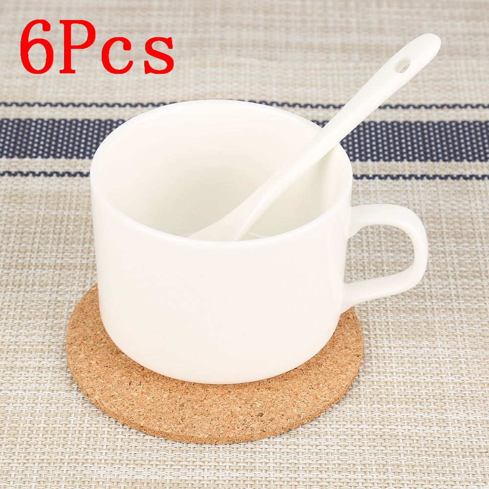 6 stk varmeisolering rund kork almindelig coaster kaffe vin drikke te kop måtte pad husholdnings kontor måtte skridsikker service køkken