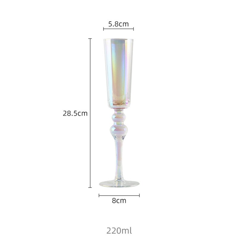 220ml Rainbow Champagne Flutes Premium Crystal Hand Blown Crystal Champagne Glasses for Wedding Anniversary Valentine's Day